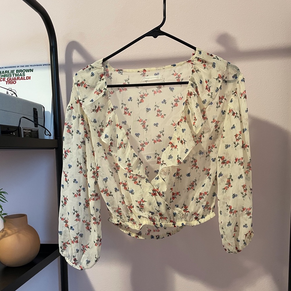 UO Floral Mesh Blouse